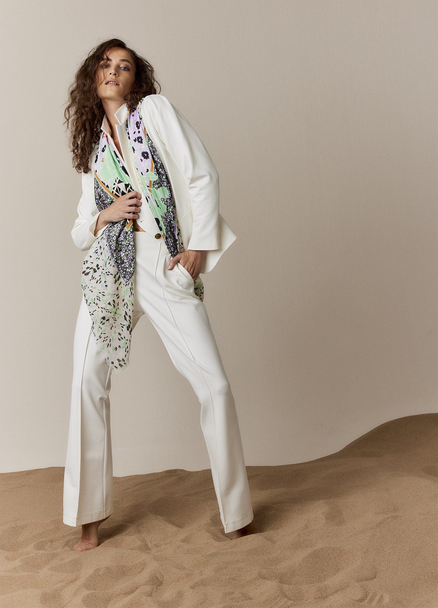 White Boot Cut Trousers