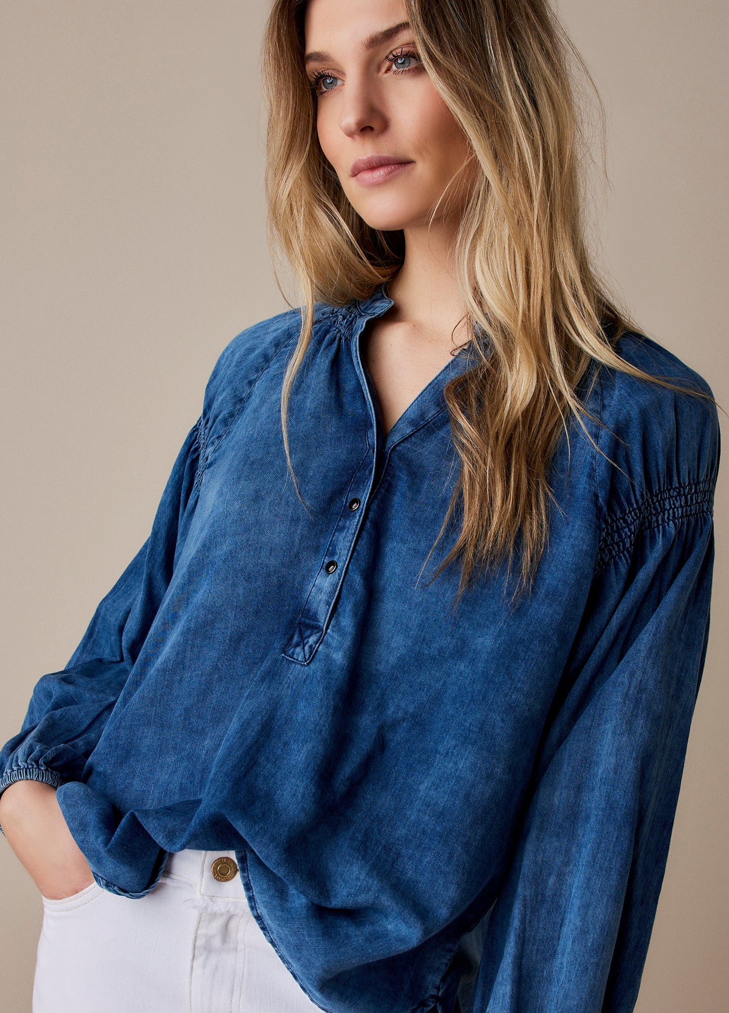 Indigo Cotton Blouse