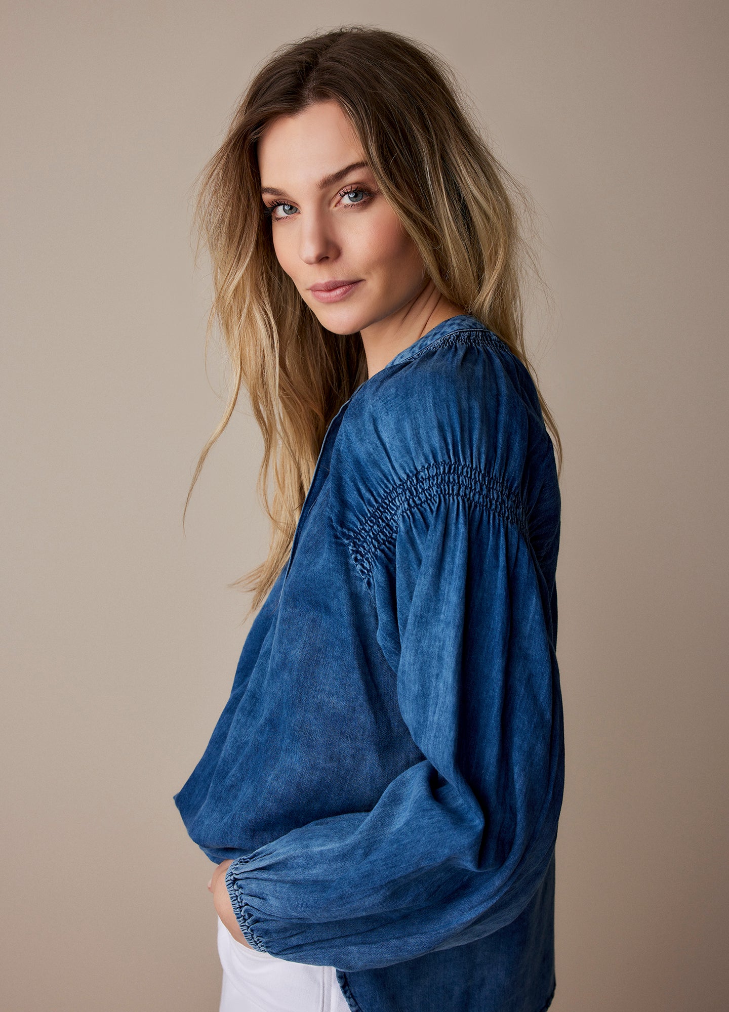 Indigo Cotton Blouse