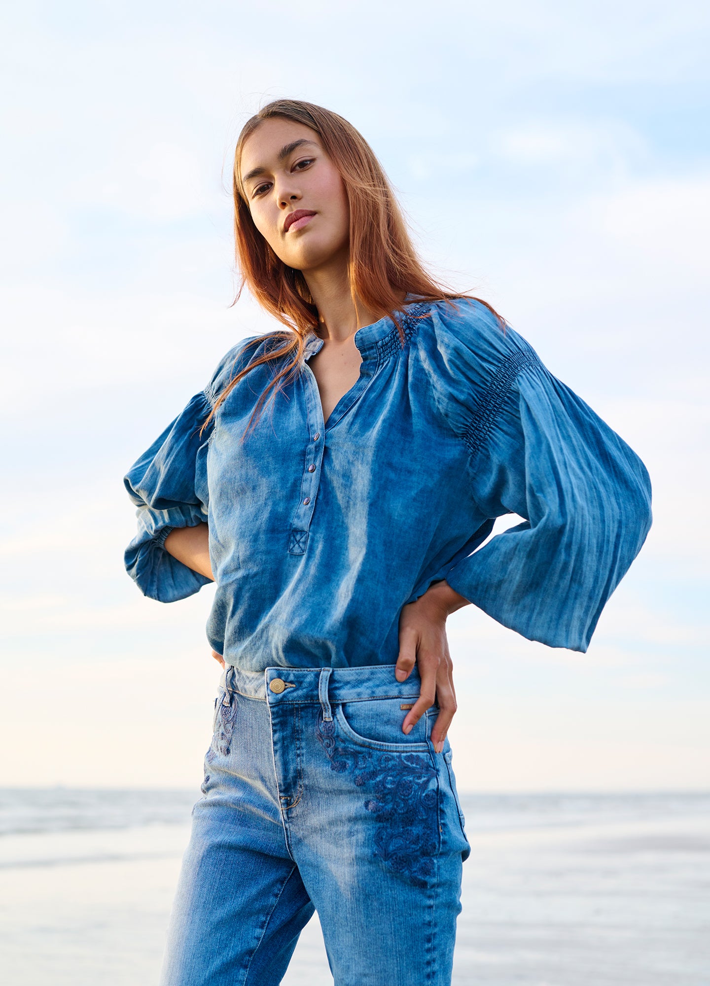 Indigo Cotton Blouse