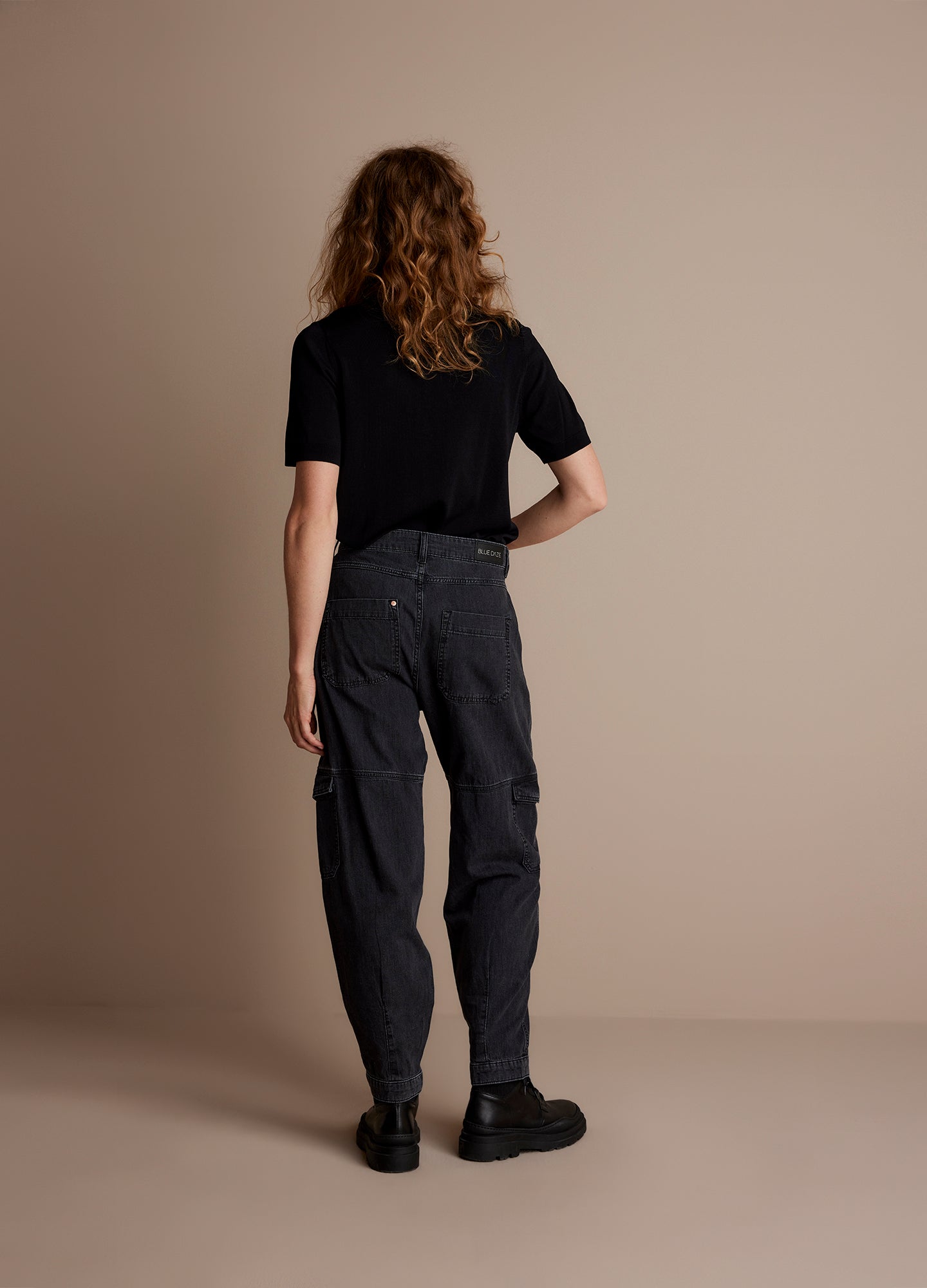 Black Denim Cargo Pants