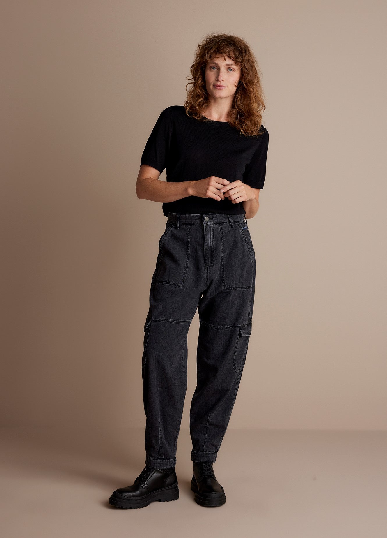 Black Denim Cargo Pants