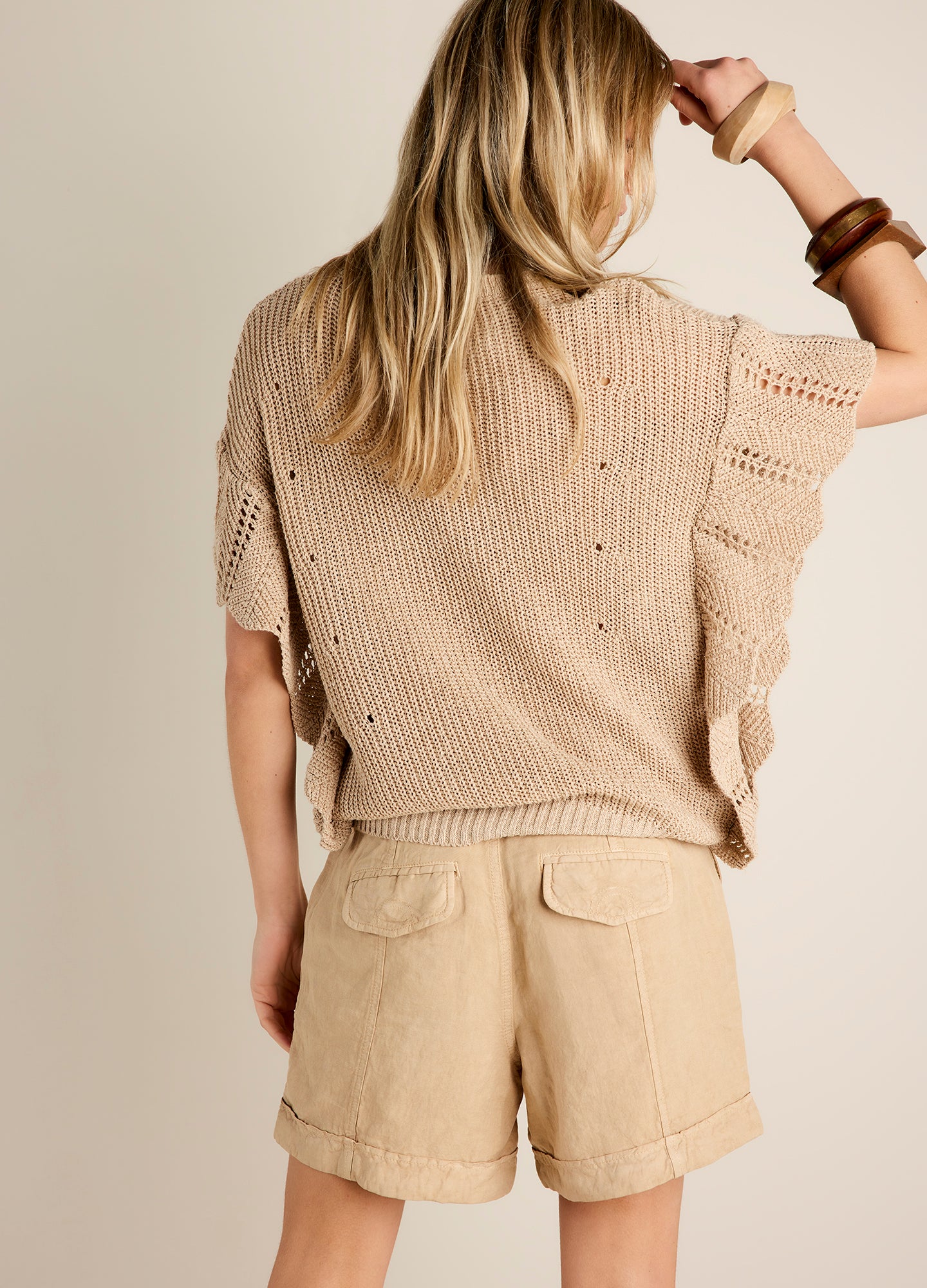 Beige Frill V-Neck Sweater Vest