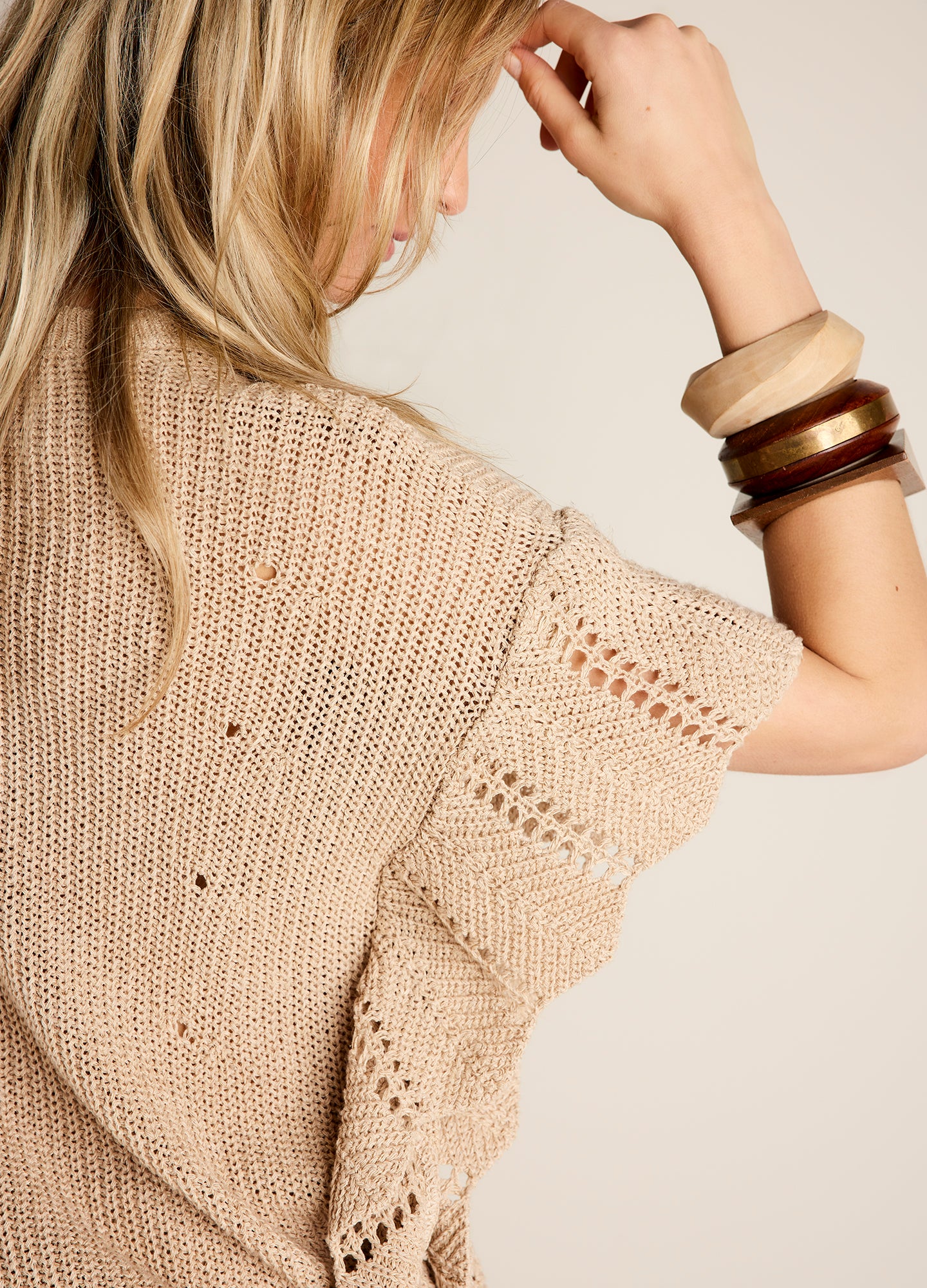 Beige Frill V-Neck Sweater Vest
