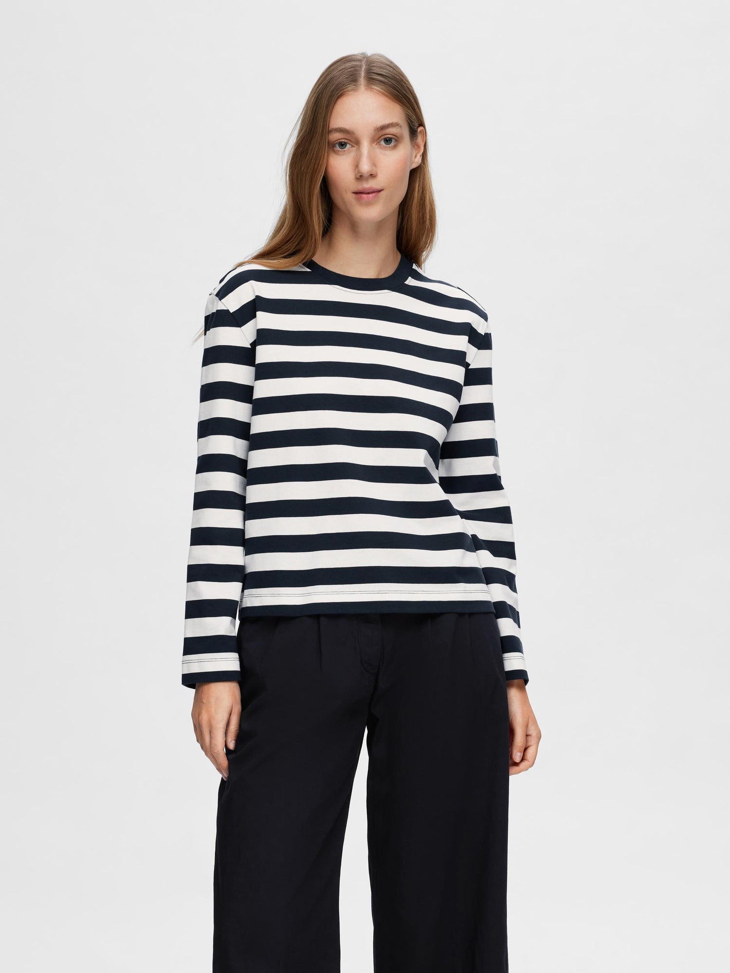 Long Sleeve Striped Tee -Dark Sapphire