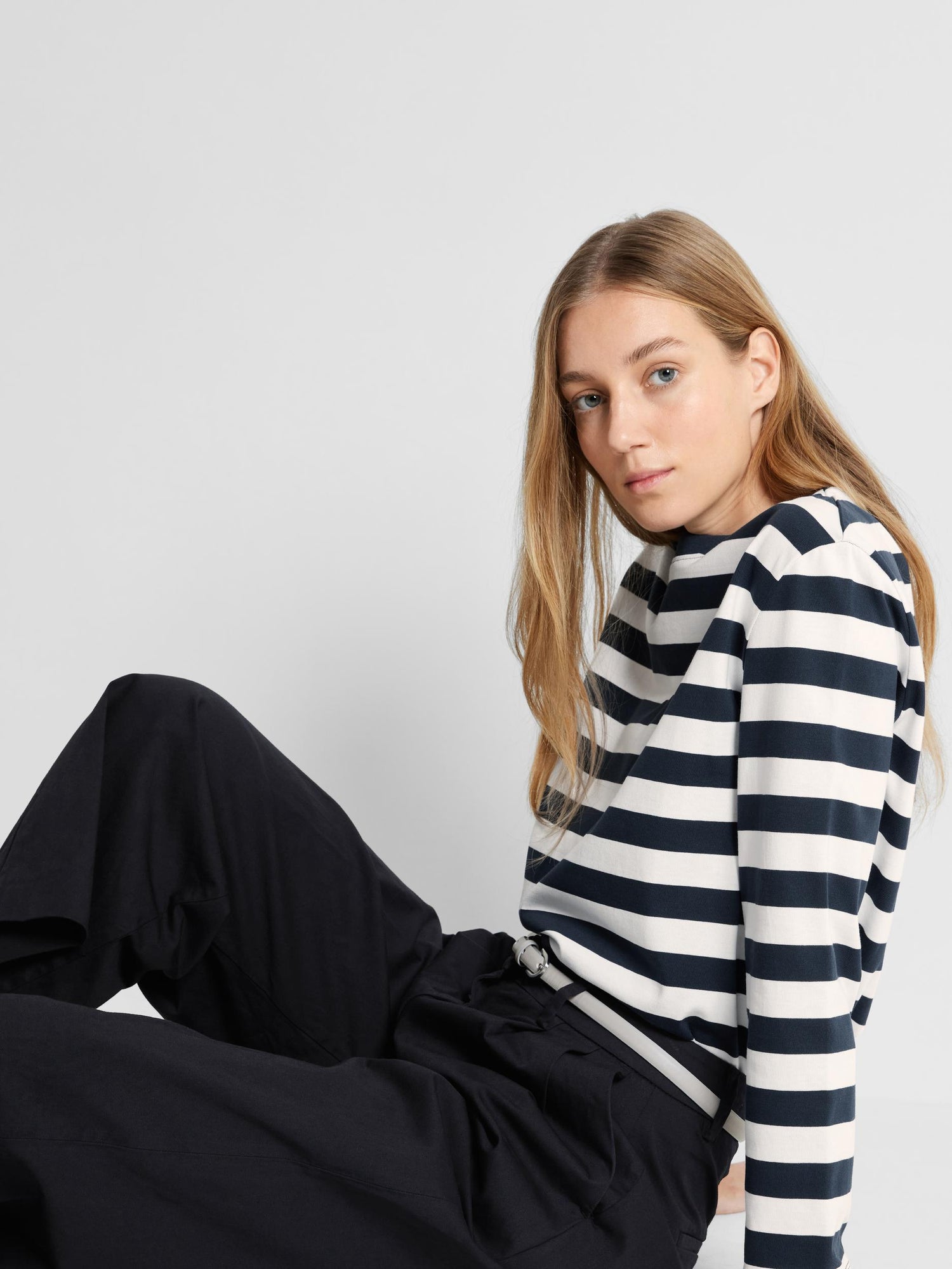 Long Sleeve Striped Tee -Dark Sapphire