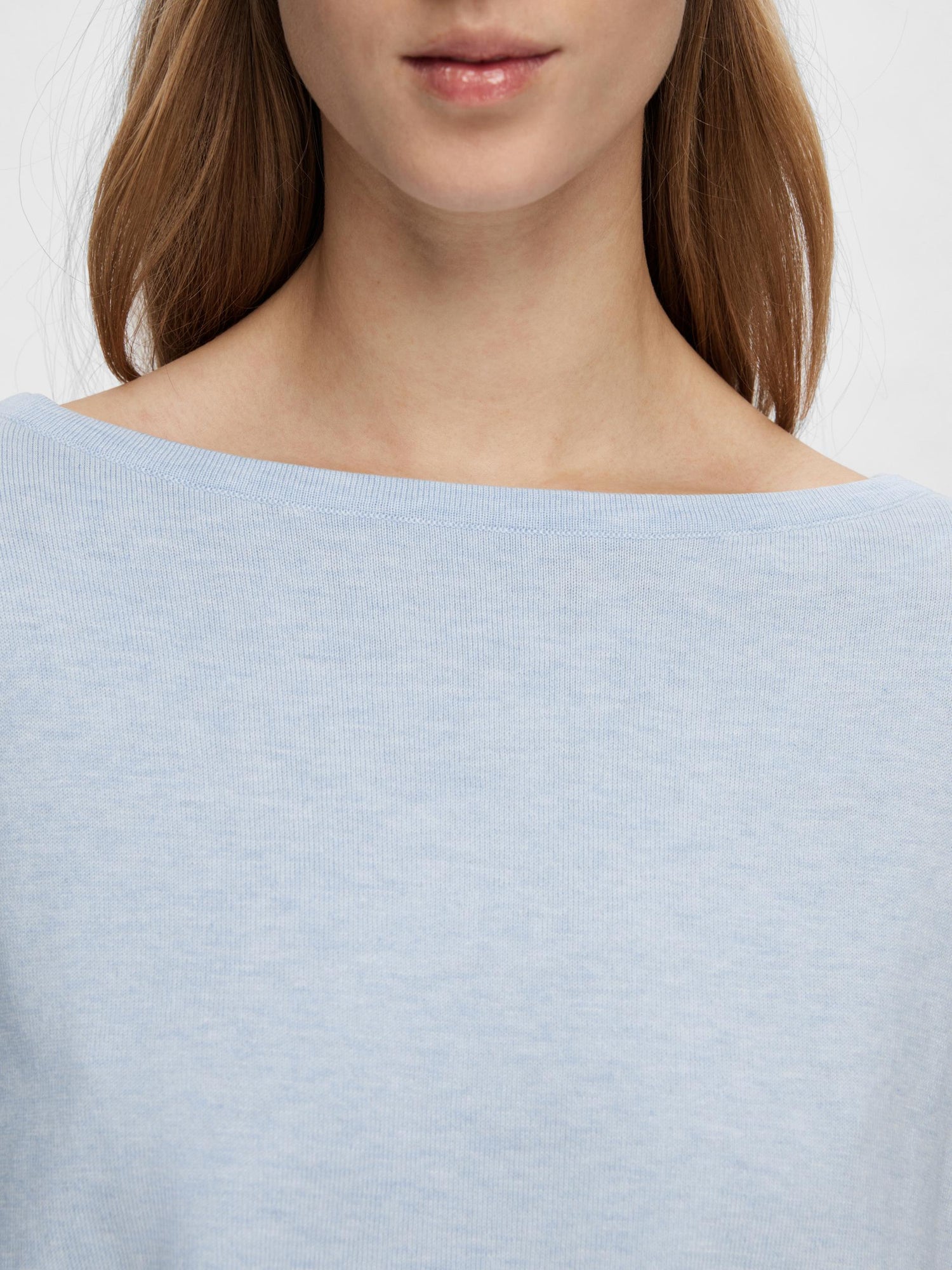 Berga Long Sleeve Boat Neck Jumper In Cashmere Blue