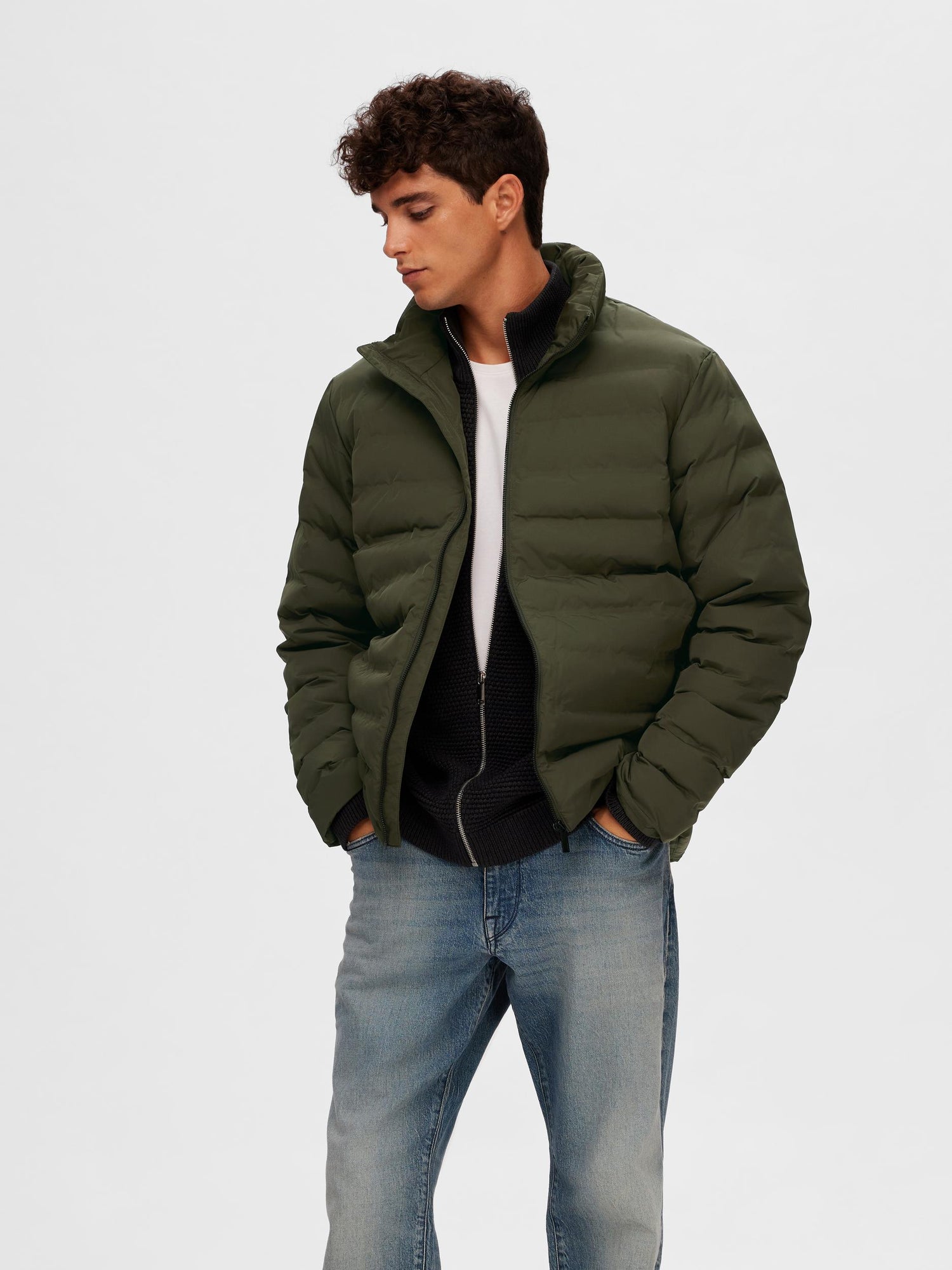 Barry Quilted Jacket In Forest Night