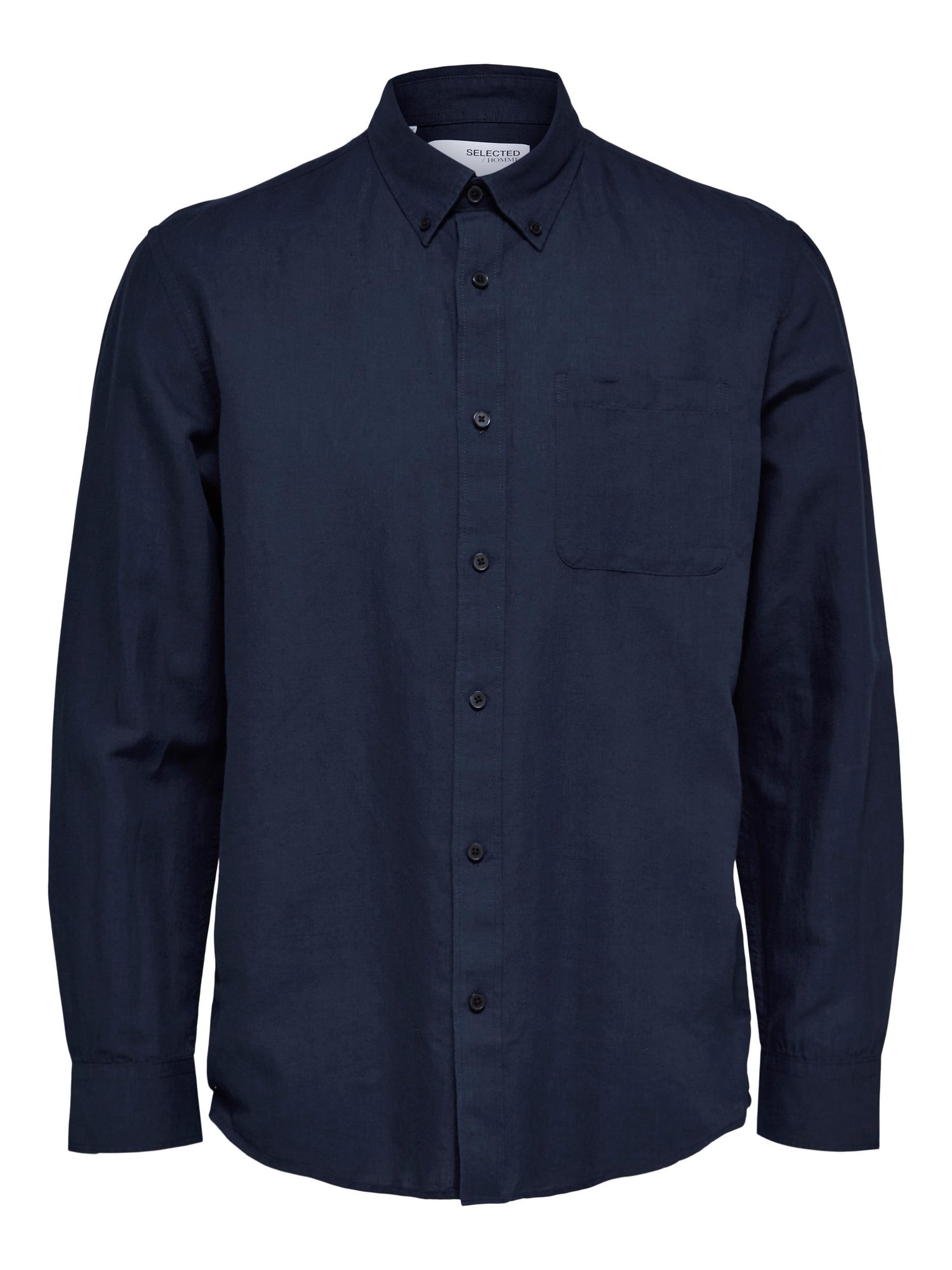 Long Sleve Linen Shirt In Dark Sapphire