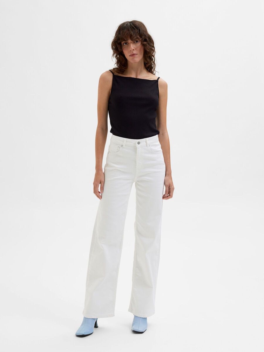 Alice Long Wide White Jeans