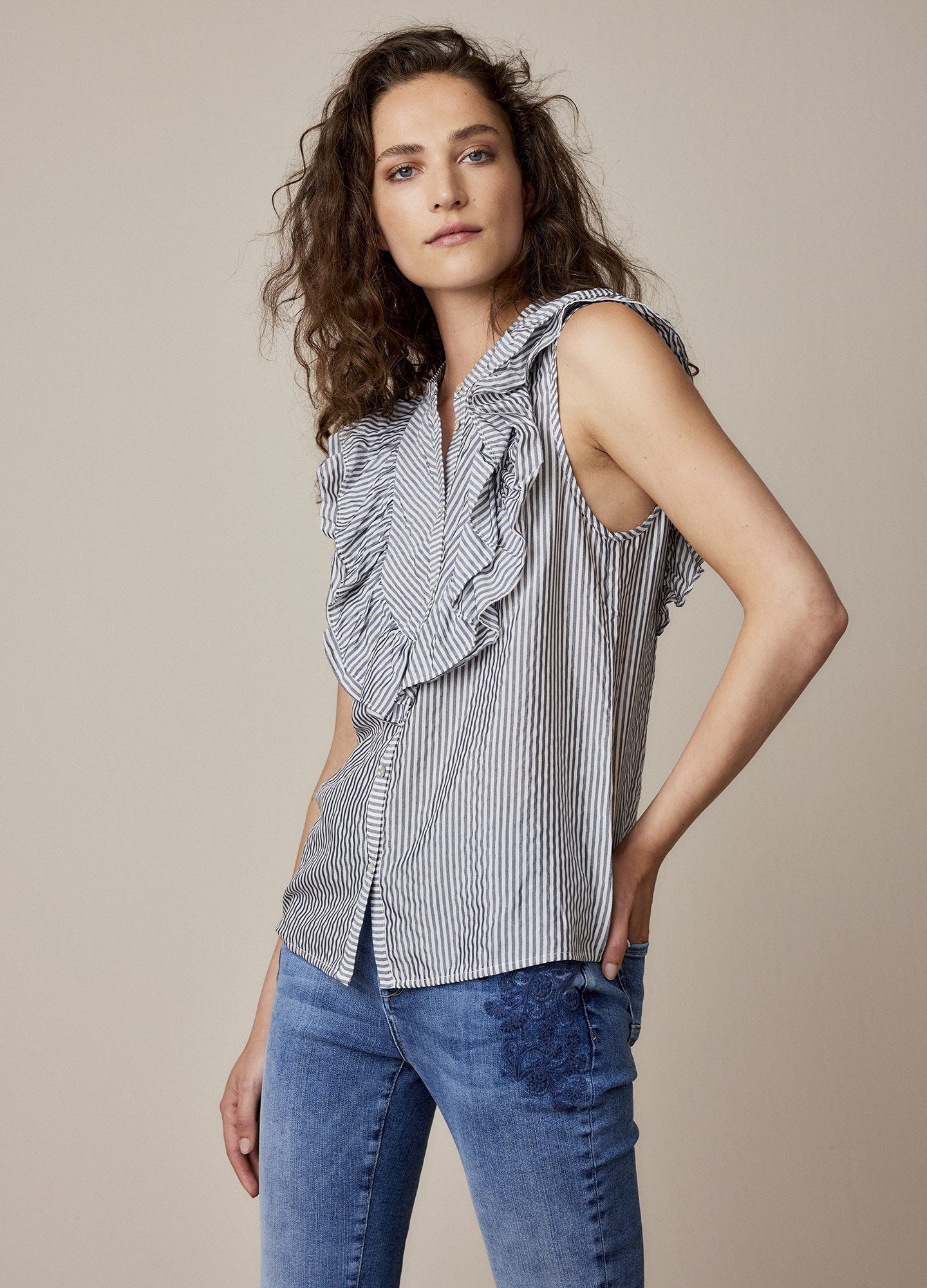 Striped Frill Vest