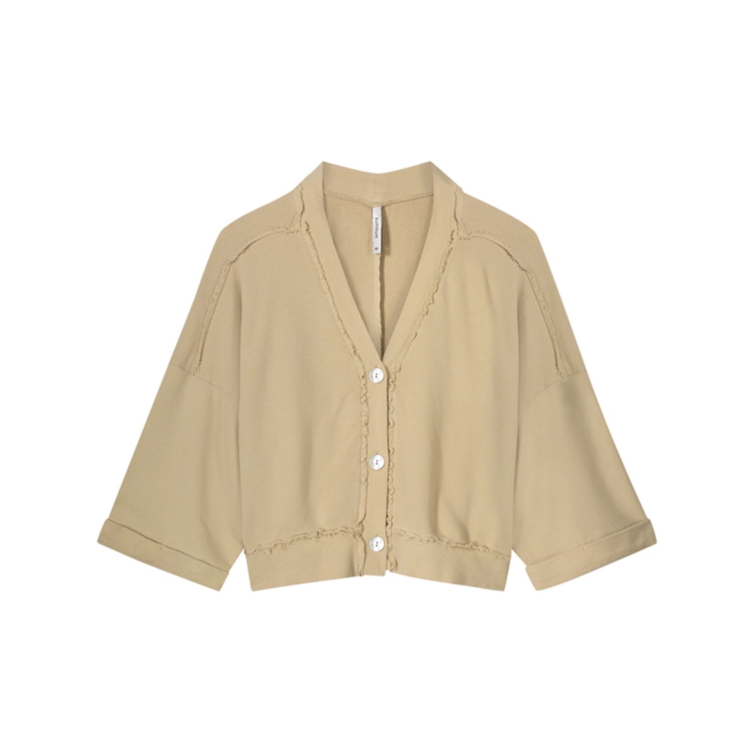 Beige Lettuce Hem Cardigan