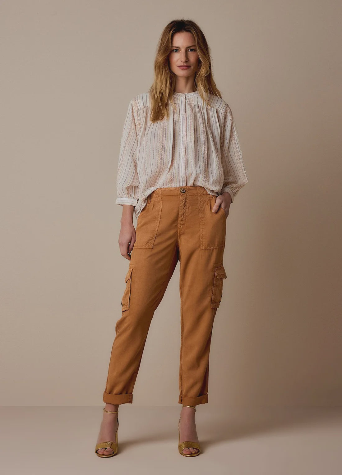 Soft Almond Light Cargo Trousers