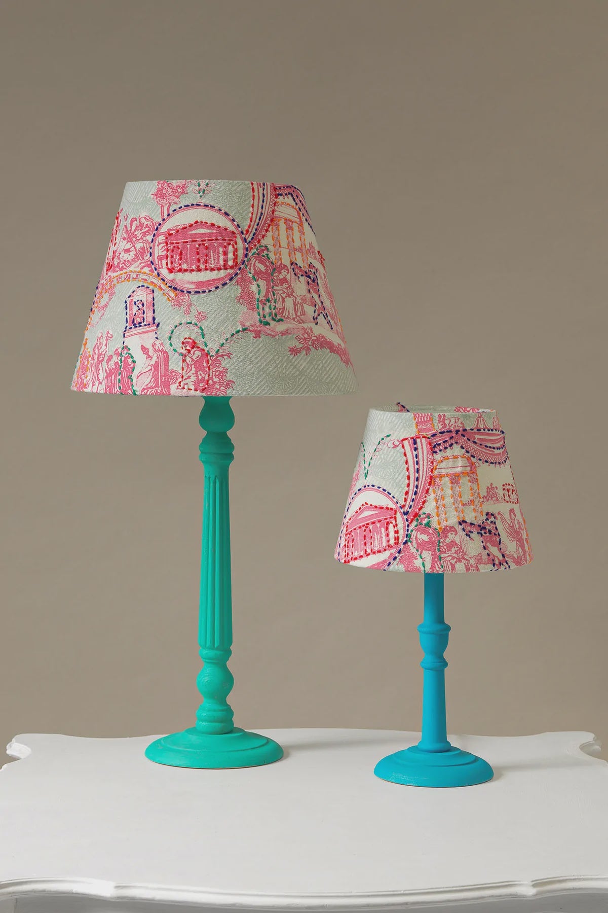 Ancient Columns Pink Tapered Lampshade