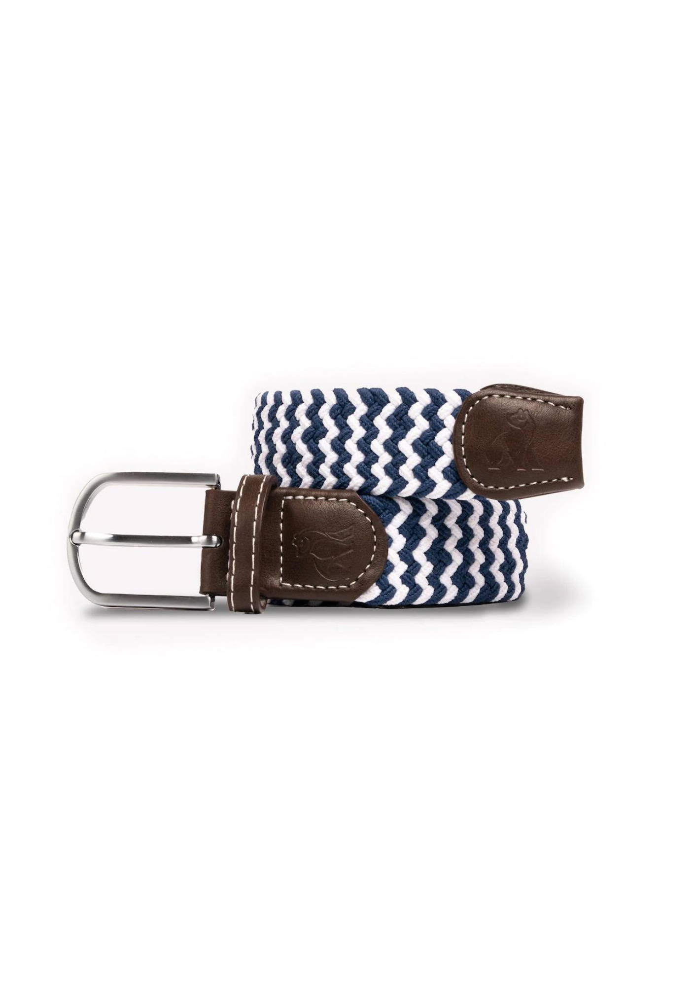 Navy/White Zigzag Woven Belt