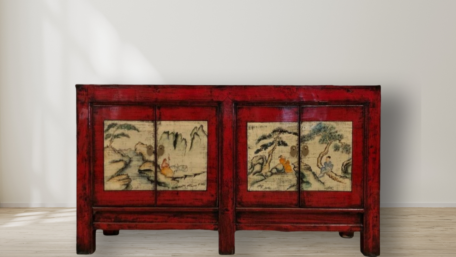Lacquered 4 Door Red Sideboard