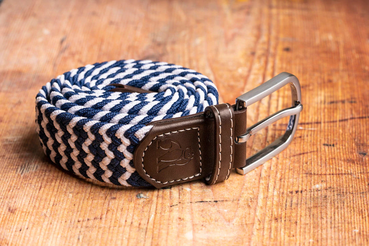 Navy/White Zigzag Woven Belt
