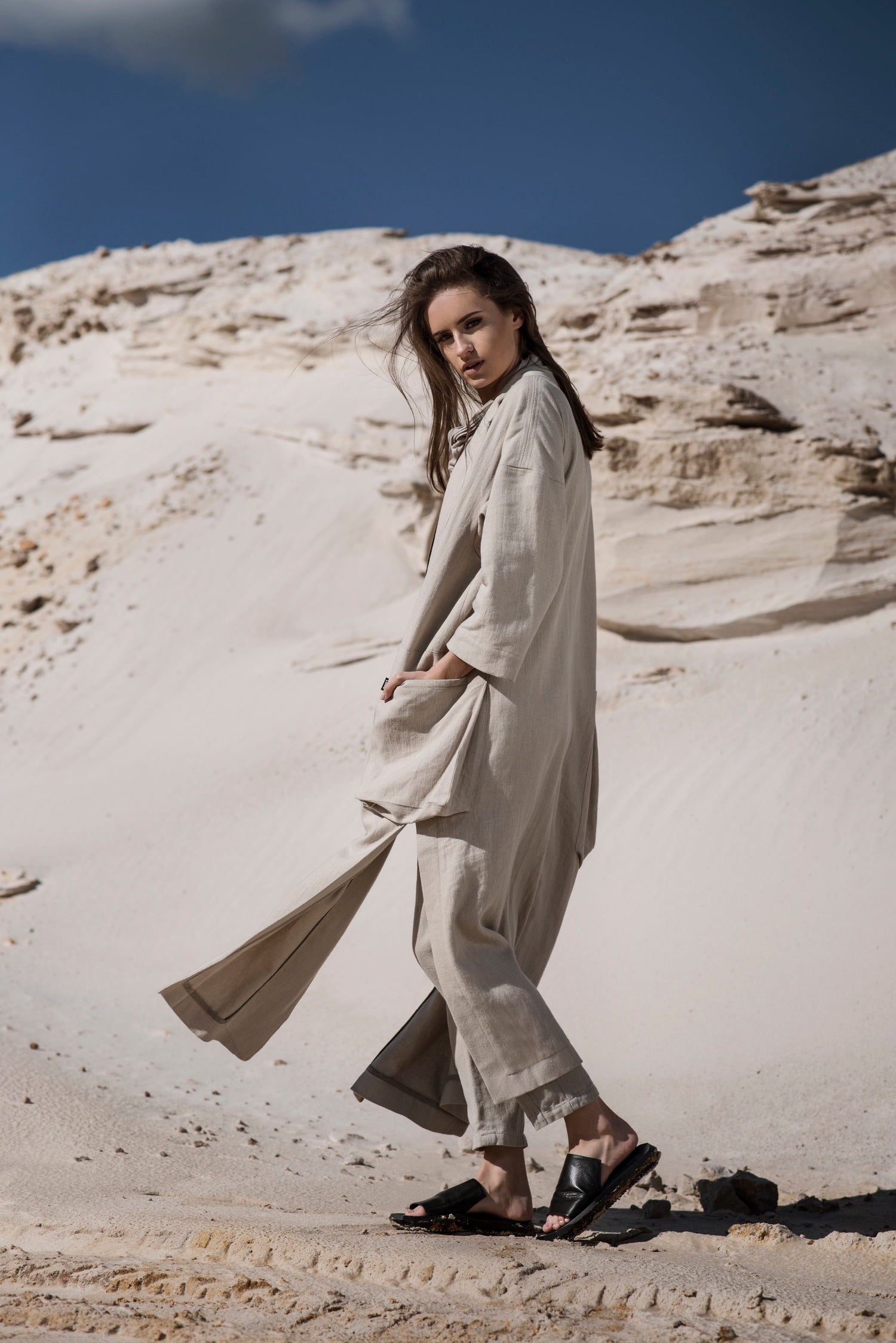 Linen Coat with Pockets