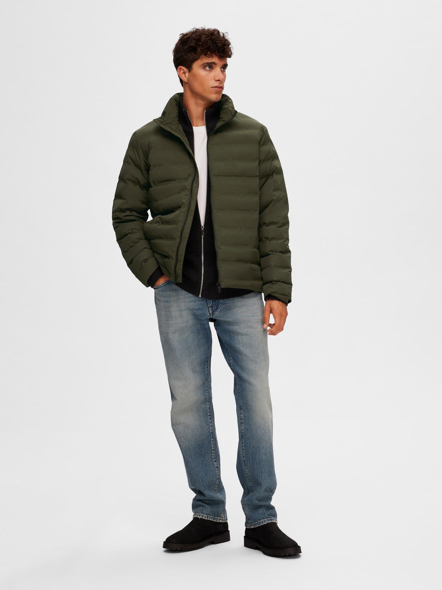 Barry Quilted Jacket In Forest Night