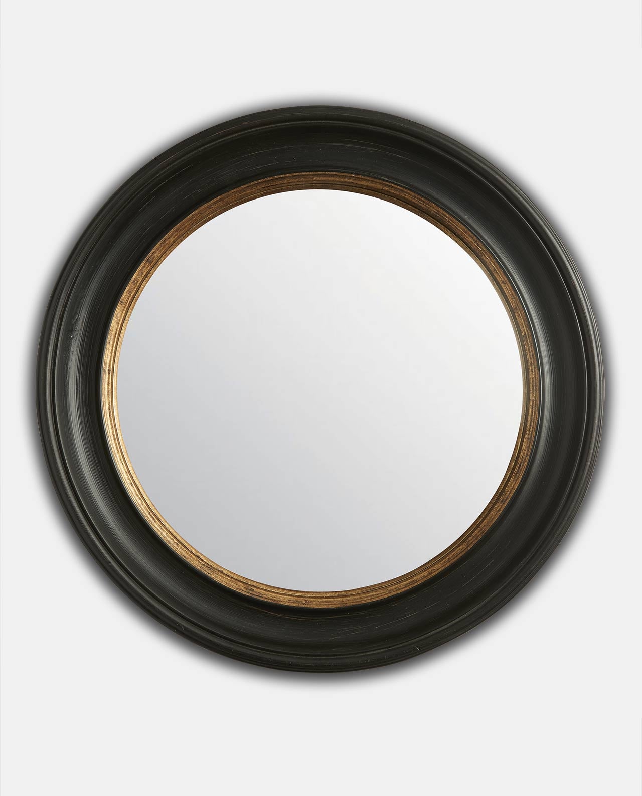 Black & Gold Round Convex Mirror Large