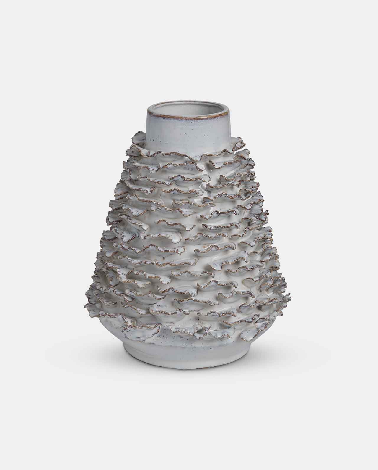 Aged White Ceramic Tassel Vase