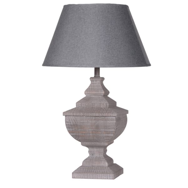 Block Table Lamp with Grey Shade (7056226353331)