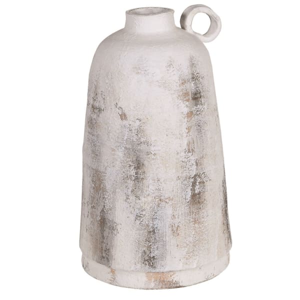 Distressed white Vase with handle (7057292820659)