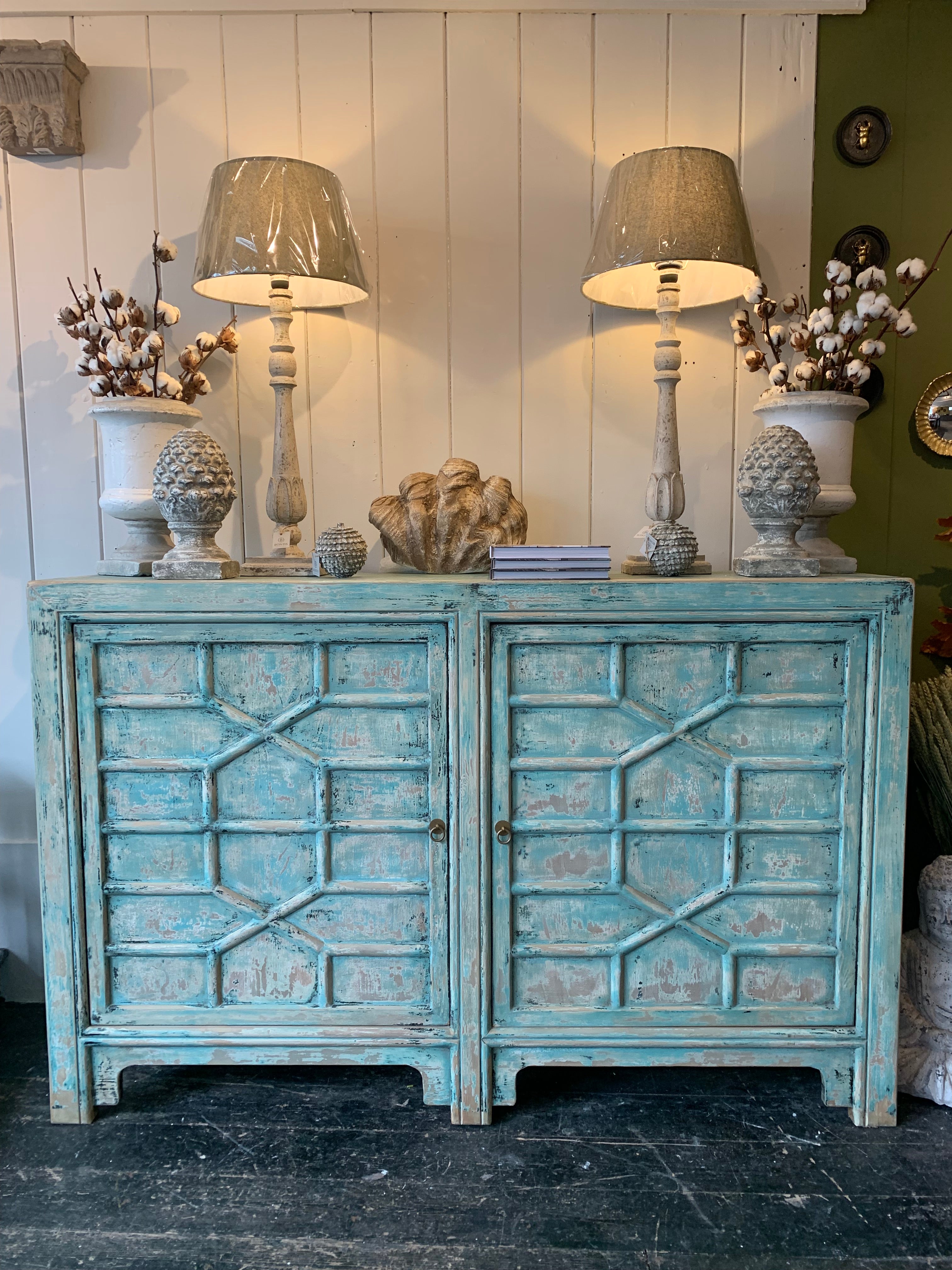 Distressed blue deals sideboard