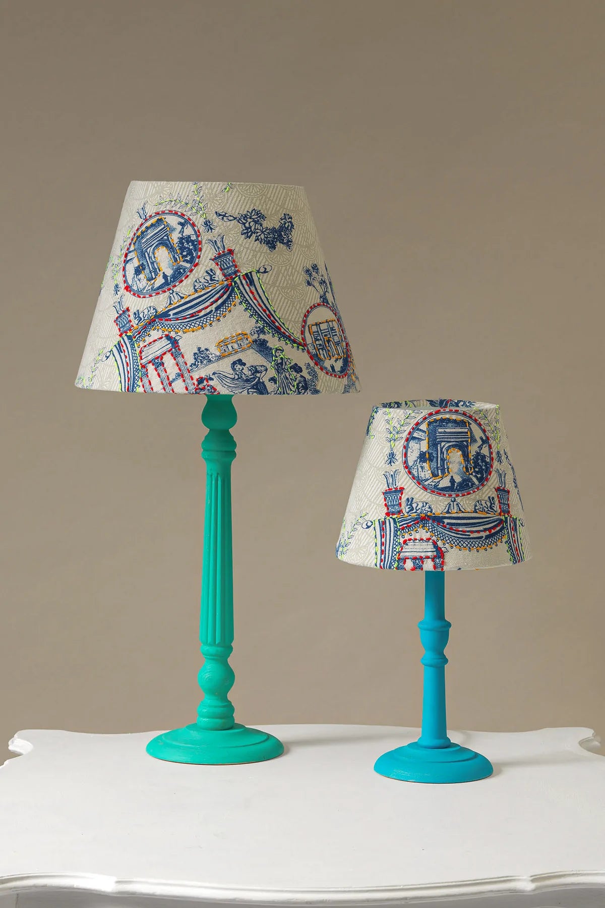 Ancient Columns Blue Tapered Lampshade