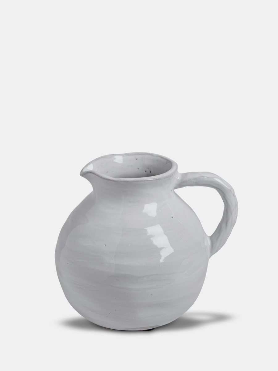 White Ceramic Stoneware Round Jug