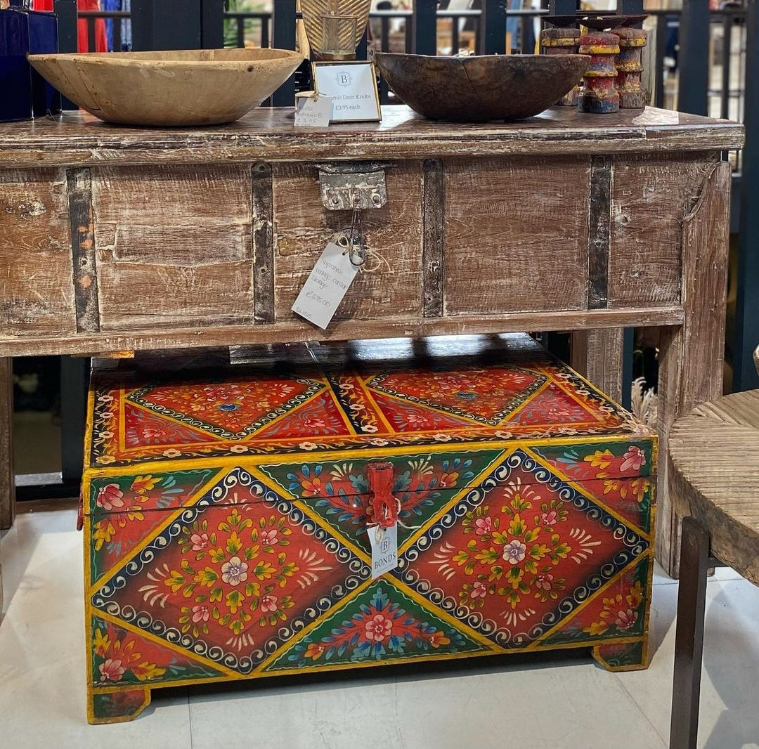 Hand painted vintage Indian Chest