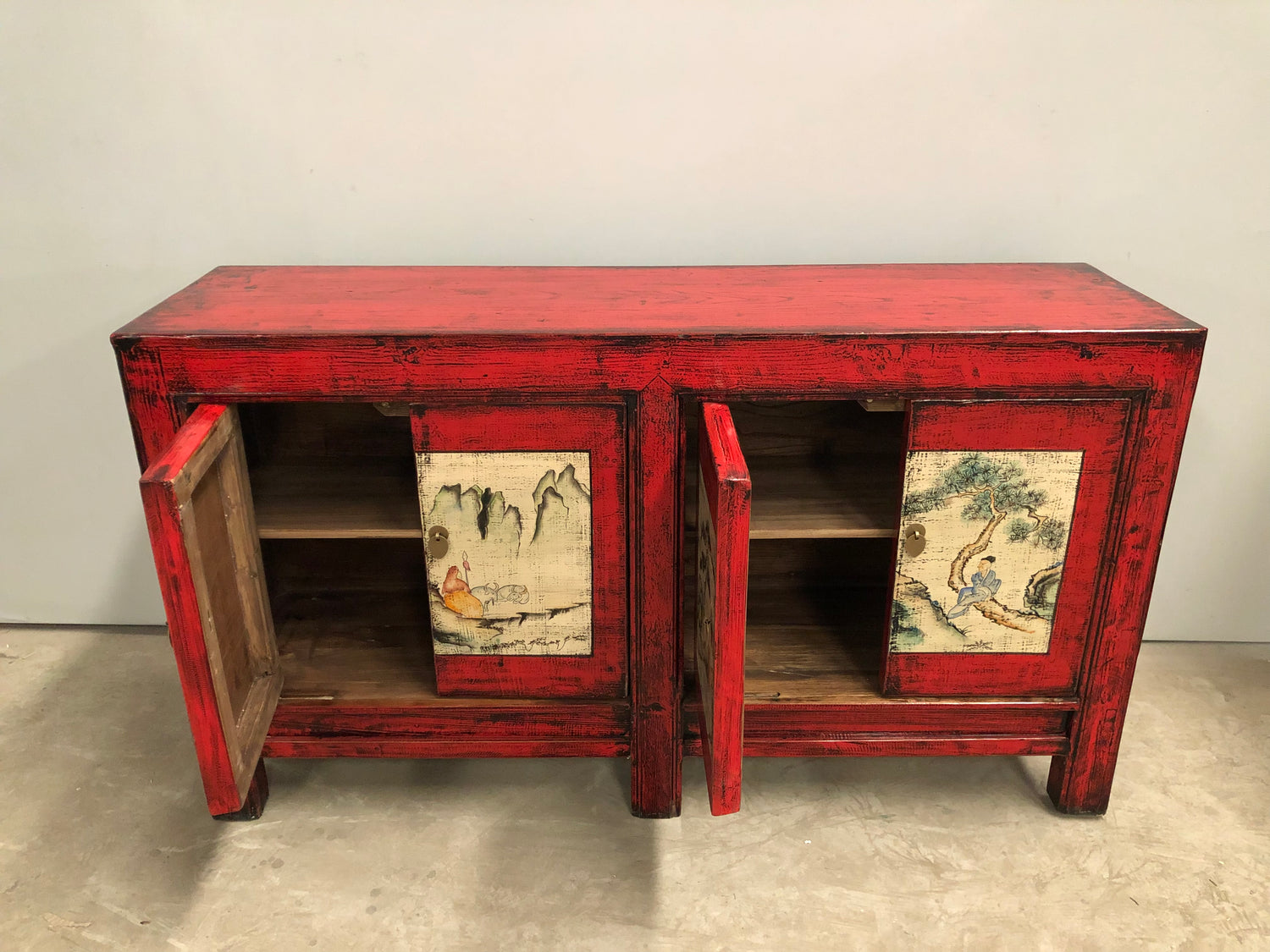 Lacquered 4 Door Red Sideboard