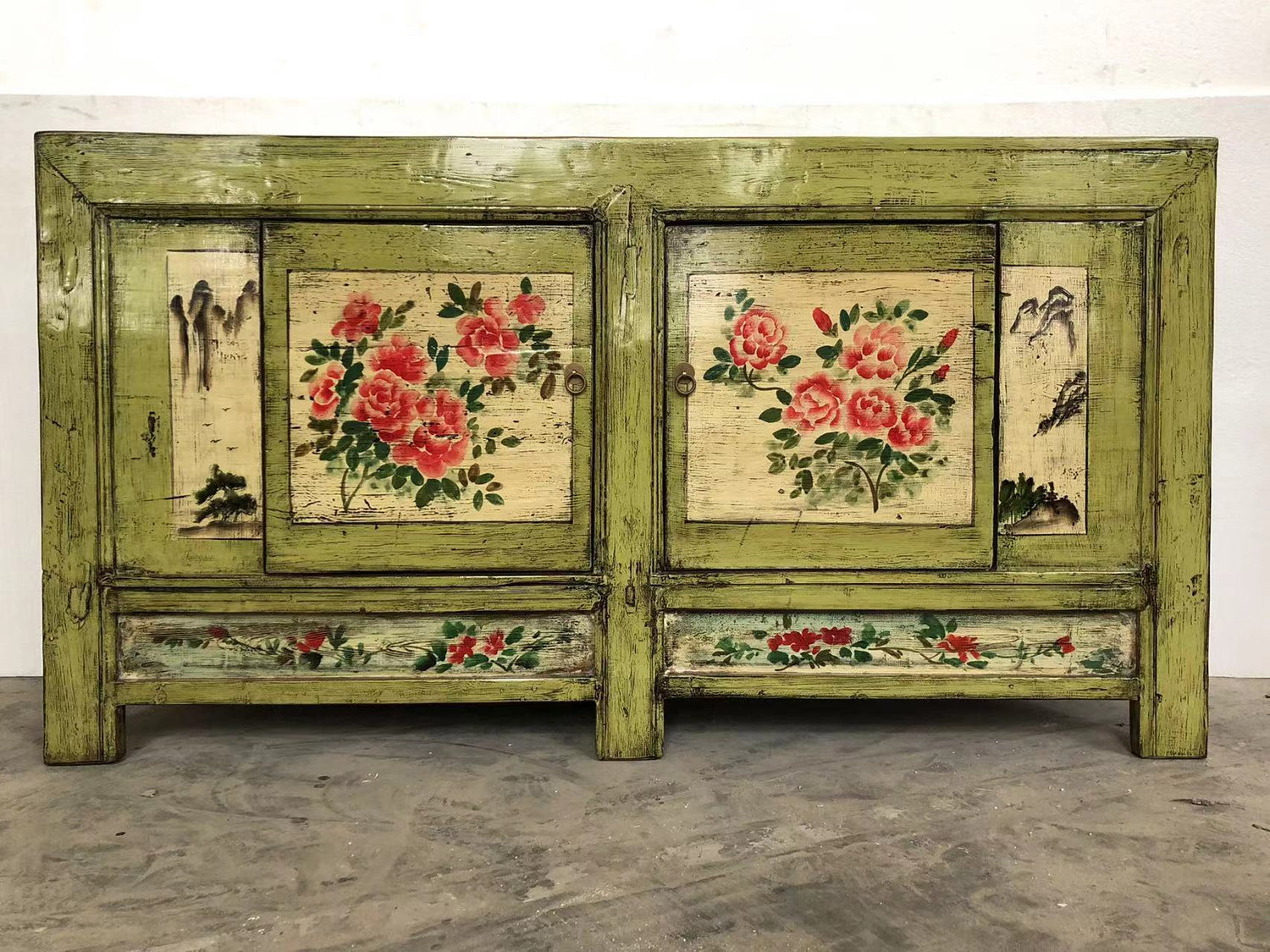 Lacquered Moss Green two Door Sideboard