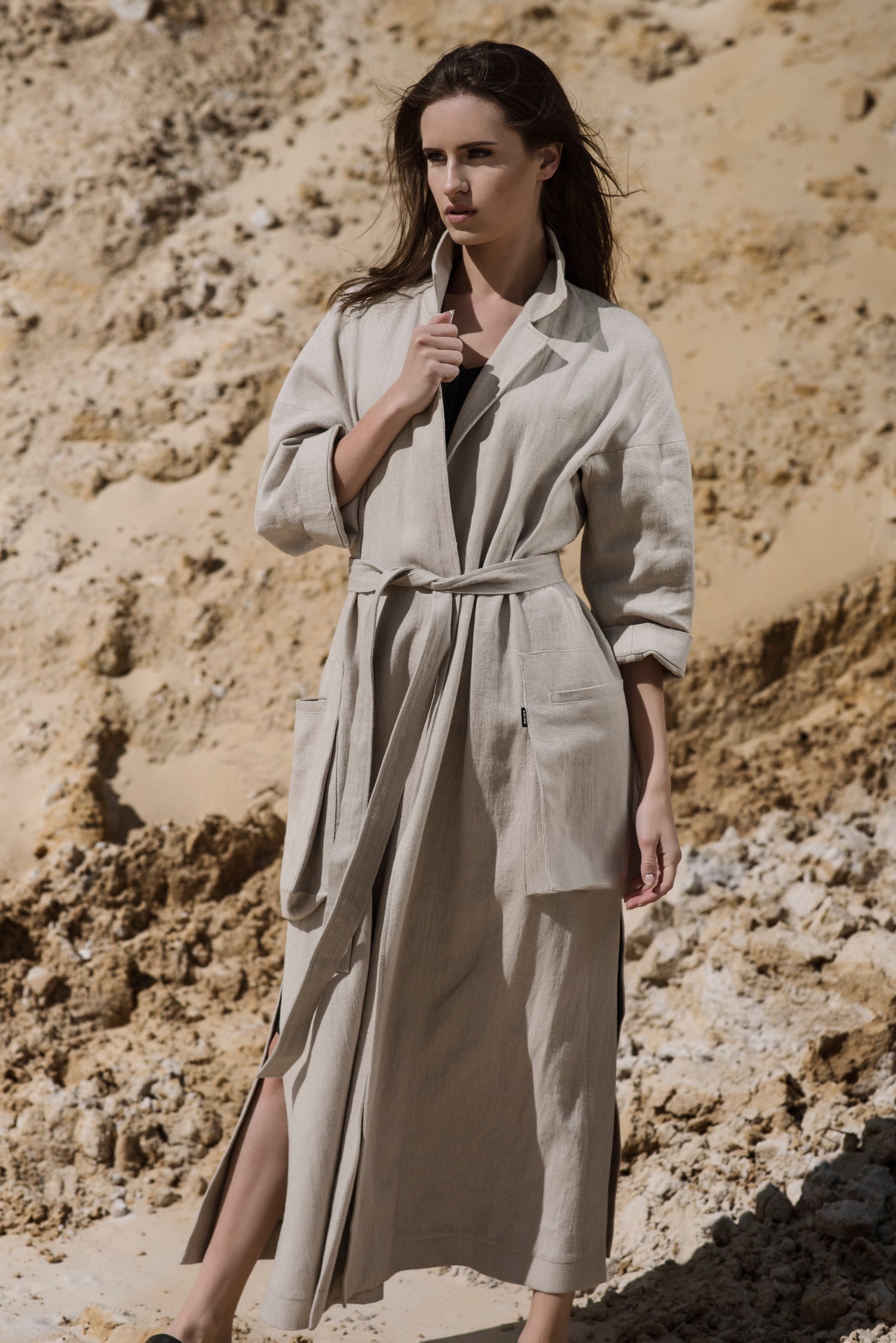 Linen Coat with Pockets