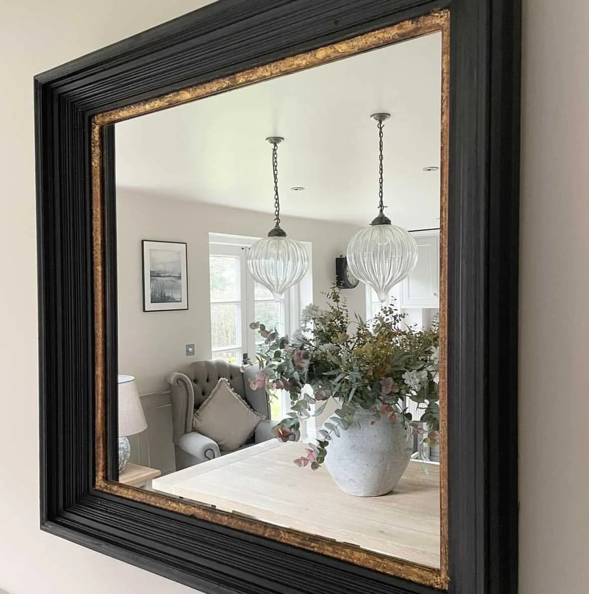 Black & Gold 89 x 89cm Flat Mirror