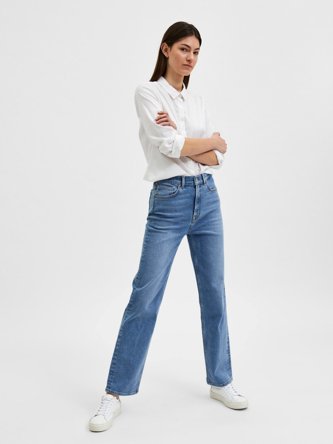 Marie Straight Mid Blue Jeans